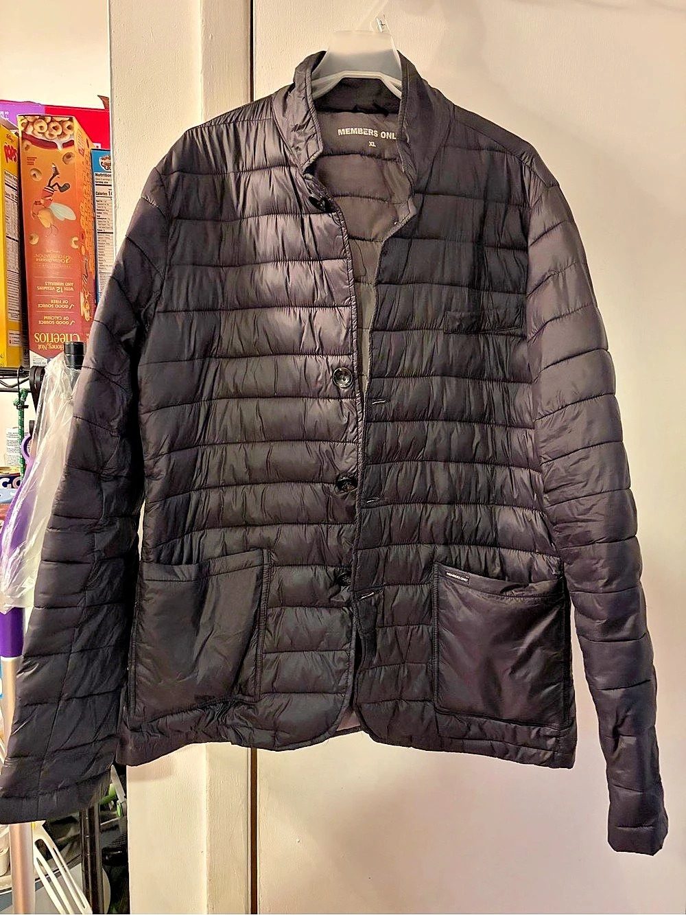 Members Only Ultra Light Jacket with M.O.TECH Puffer Jacket in Black